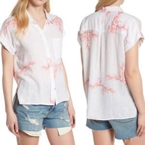 Rails Whitney Birds Of Paradise White Pink Shirt Size Large